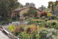 Carmel Mission Gardens in Misty Evening Light, California Royalty Free Stock Photo