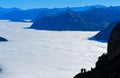 Sea of fog over Lake Lucerne Royalty Free Stock Photo