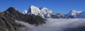 Sea of fog and peaks of Ama Dablam, Cholatse and Tobuche