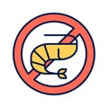 Sea food allergy line color icon. Allergenic ingredient. Food intolerance. Pictogram for web page, mobile app, promo