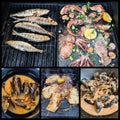 Sea food octopus squid fish grill