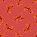 Sea Food. Red Omar Seamless Pattern