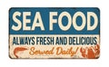 Sea food vintage rusty metal sign Royalty Free Stock Photo