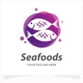Sea Foods Logo Design Template Royalty Free Stock Photo