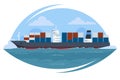 Sea freight concept. Delivery and logistics. Cargo logistics container import export freight ship