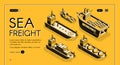 Sea freight transport company vector web banner