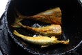 sea fried fish with spice and oil Royalty Free Stock Photo