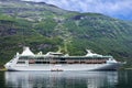 Geiranger fjord. Cruise ship in Geiranger port, Norway. Royalty Free Stock Photo