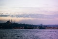 Sea front landscape of Istanbul historical part with clouds