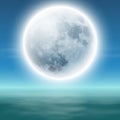 Sea with full moon at night. Royalty Free Stock Photo