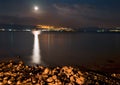 Sea of Galilee, night landscape. Royalty Free Stock Photo