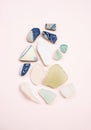 Sea glass arrangement. Ocean glass pieces display