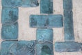 Sea glass blue tiles on concrete background texture Royalty Free Stock Photo