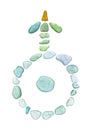 Sea glass mosaic - Uranus astrological symbol