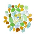 Sea glass peices on white Royalty Free Stock Photo