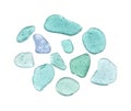 Sea glass peices on white Royalty Free Stock Photo