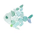 Sea glass peices on white Royalty Free Stock Photo