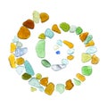 Sea glass peices on white Royalty Free Stock Photo