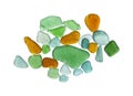 Sea glass peices on white Royalty Free Stock Photo