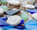 Sea Glass and Sand Dollars Royalty Free Stock Photo