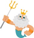 Sea God Poseidon Neptune Cartoon Character Holds Trident Royalty Free Stock Photo