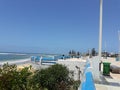 Sea and golden sands and square in sidi bouzid beach, morocco