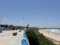 Sea and golden sands and square in sidi bouzid beach, morocco