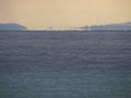 Sea in Greece. Fata morgana mirage on the horizon. Royalty Free Stock Photo