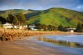 Sea and green hills landscape Royalty Free Stock Photo