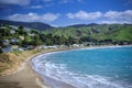 Sea and green hills landscape Royalty Free Stock Photo