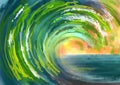 Sea green waves abstract background painting Royalty Free Stock Photo