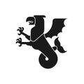 Sea griffin Heraldic animal Silhouette. Griffin with fishtail. F