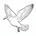 Seagull Drawing: Heavy Inking Style With Religious Symbolism