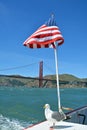 Sea gull in front the Golden Gate bridge Royalty Free Stock Photo