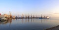 Sea harbor morning panorama. Royalty Free Stock Photo