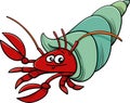 Sea hermit crab cartoon illustration