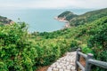 Tung Wan Tsai Coral Beach and hiking trail road in Cheung Chau island, Hong Kong Royalty Free Stock Photo