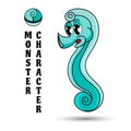 Sea horse cute character monster Royalty Free Stock Photo
