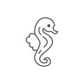 Sea horse editable pixel perfect outline symbol isolated on white background.