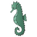 Sea Horse. Fish of the order of needle-like. Master of disguise. Colored vector illustration. Isolated white background. Royalty Free Stock Photo