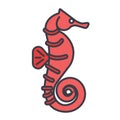 Sea horse flat line illustration, concept vector isolated icon Royalty Free Stock Photo