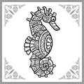 Sea horse mandala arts isolated on white background