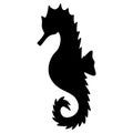 Sea Horse. Silhouette. Fish of the order of needle-like. Master of disguise. Vector illustration. Isolated white background. Ocean Royalty Free Stock Photo