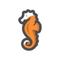 Sea horse simple Vector icon Cartoon illustration