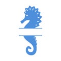 Sea horse - split monogram. Seahorse silhouette. Vector icon isolated on white