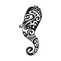 Sea horse tattoo in Maori style. Vector illustration EPS10