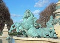 The sea horses of the fountain Carpeaux Paris France.