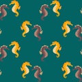 Sea horses seamless pattern Royalty Free Stock Photo