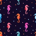 Sea horses seamless pattern. Royalty Free Stock Photo