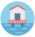 Sea House Illustration Color Vector Isolated Icon easy editable and special use for Leisure,Travel and Tour